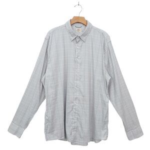 Faherty Shirt Mens XXL Gray Supima Cotton Checked Button Up Long Sleeve Casual
